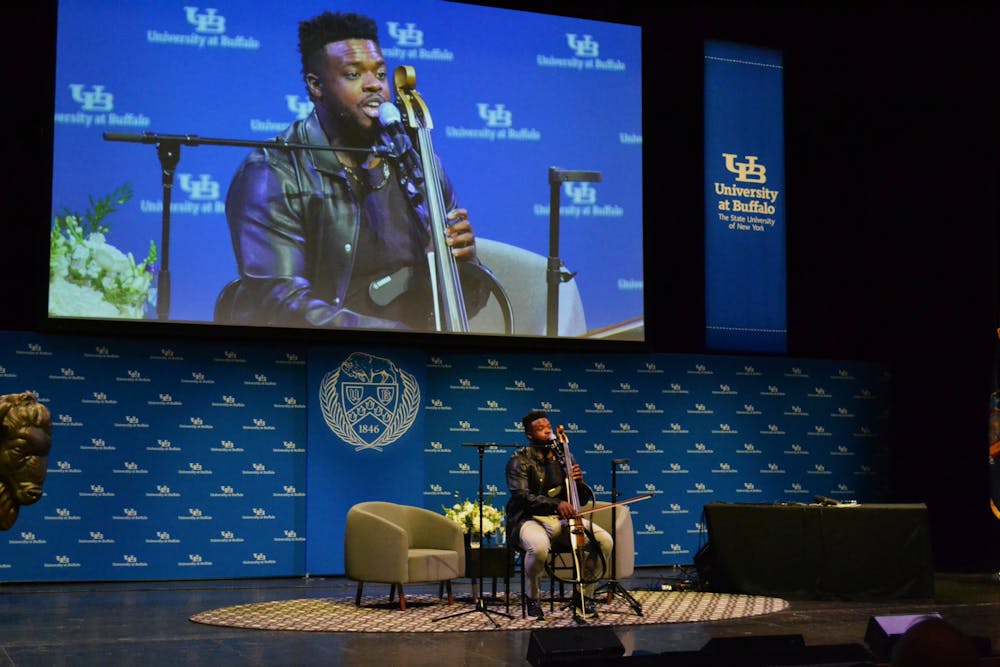 <p>Kevin Olusola in UB's Center for the Arts for ‘25-26 Distinguished Speaker Series&nbsp;</p>