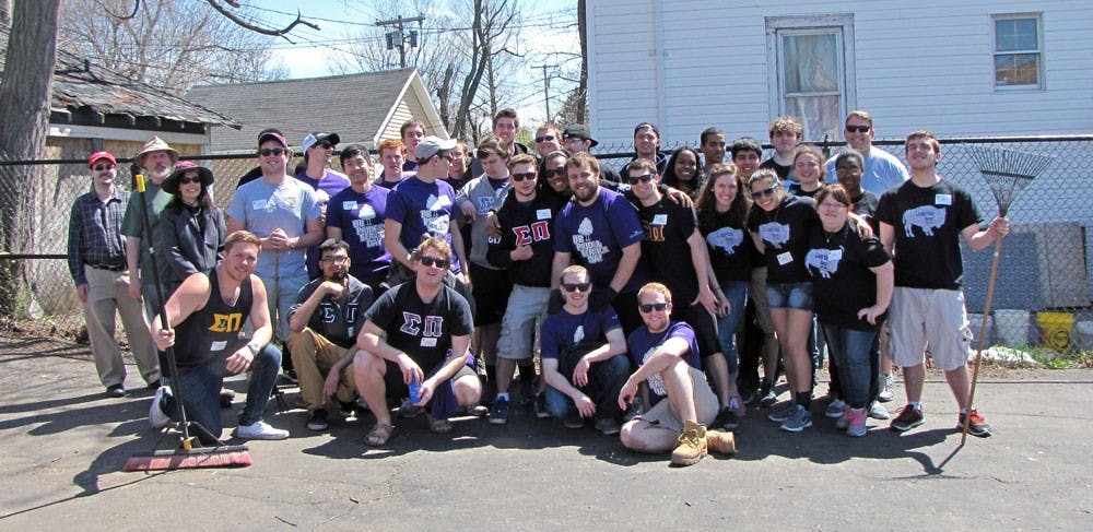 <p>UB Students, University Heights Arts Association members, St. Andrew's Episcopal Church Staff and SUNY Buffalo State students volunteered at St. Andrews Church for UB Pride and Service Day. </p>