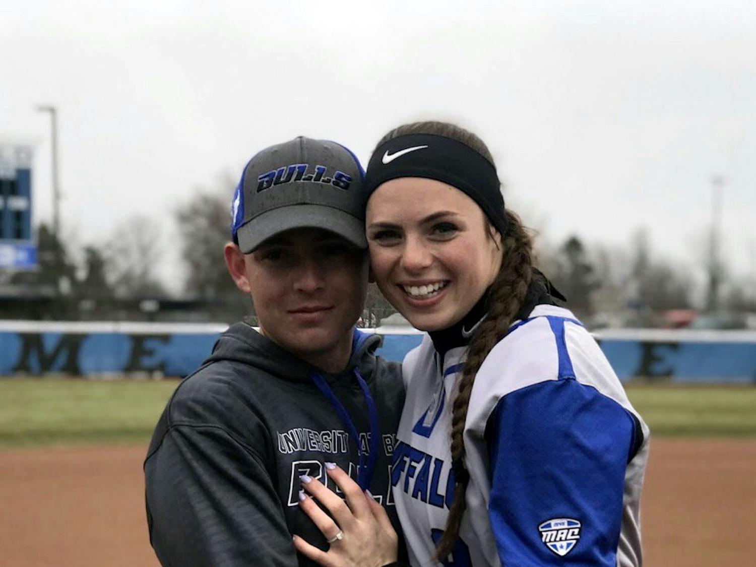 Billy Kerner proposed to senior infielder Nicolette Jacobs on April 3. Jacobs said yes. The engagement, which happened at Nan Harvey Field, was seen over 7,500 times on Twitter.