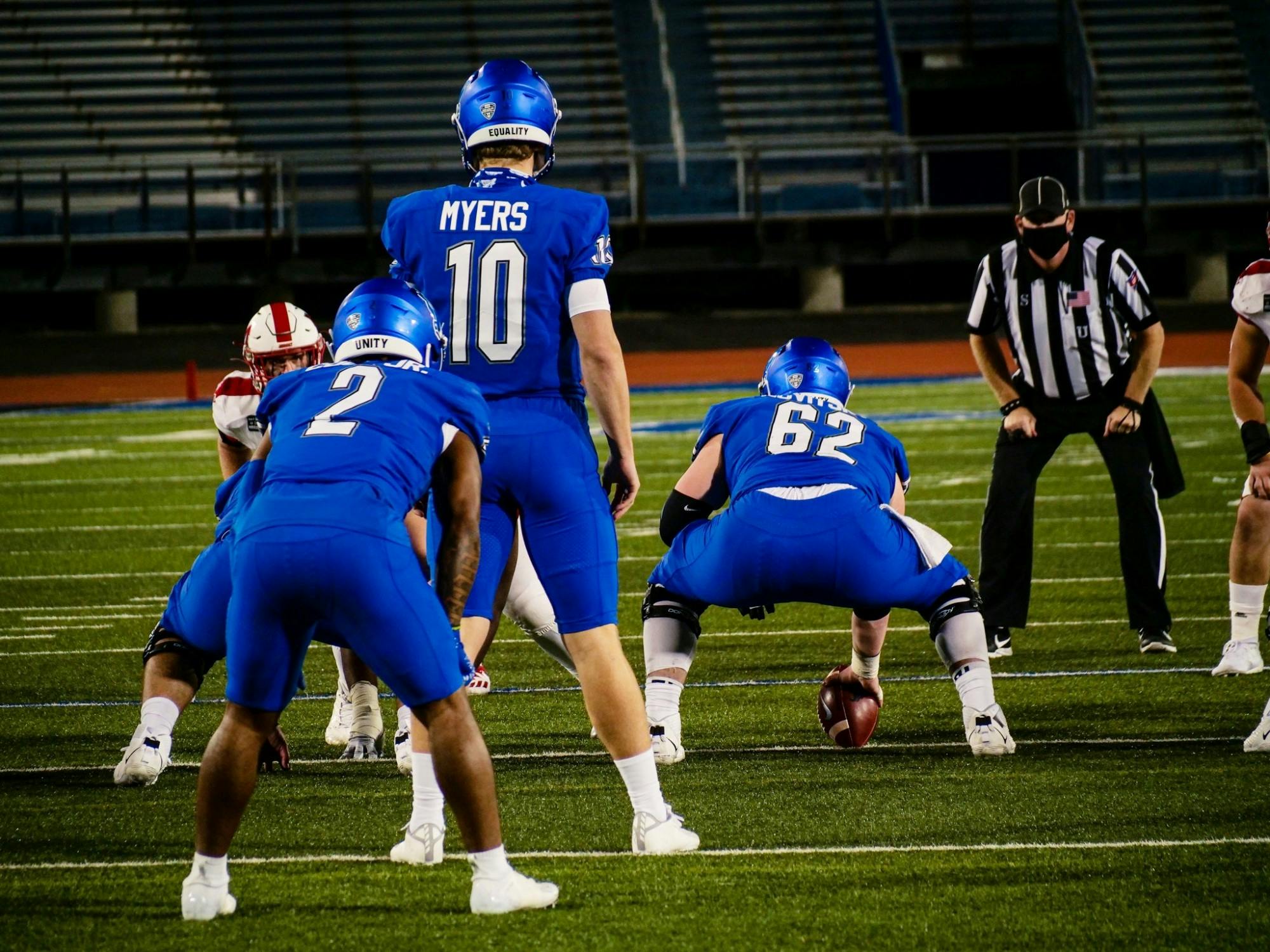 Junior center Mike Novitsky (62) is one of five UB football players to enter the NCAA transfer portal since Lance Leipold left Buffalo for Kansas.