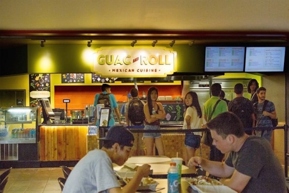 New Mexican food station, Guac N&rsquo; Roll, opened in Ellicott Food Court on Aug. 21, replacing Salsa&rsquo;s. The station promises to serve up authentic Mexican food, inspired by Mexican street fare.&nbsp;Chad Cooper, The Spectrum