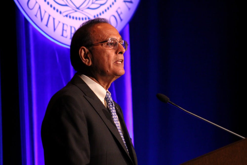 <p>President Tripathi&nbsp;highlighted UB’s recent accomplishments, including the three campuses’ physical transformations and university ranking in his sixth annual State of the University address in the Student Union Theater Friday morning.&nbsp;</p>
