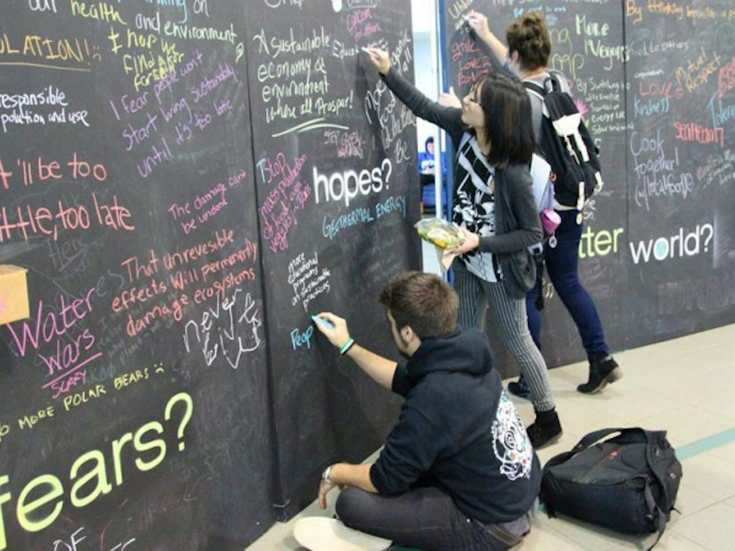 Last week, UB held its first Sustainability Week with green initiatives, like a petition to ban styrofoam in The Commons, and a pop-up chalkboard in the Student Union that allowed students to create conversation about sustainability.&nbsp;Emily Li, The Spectrum