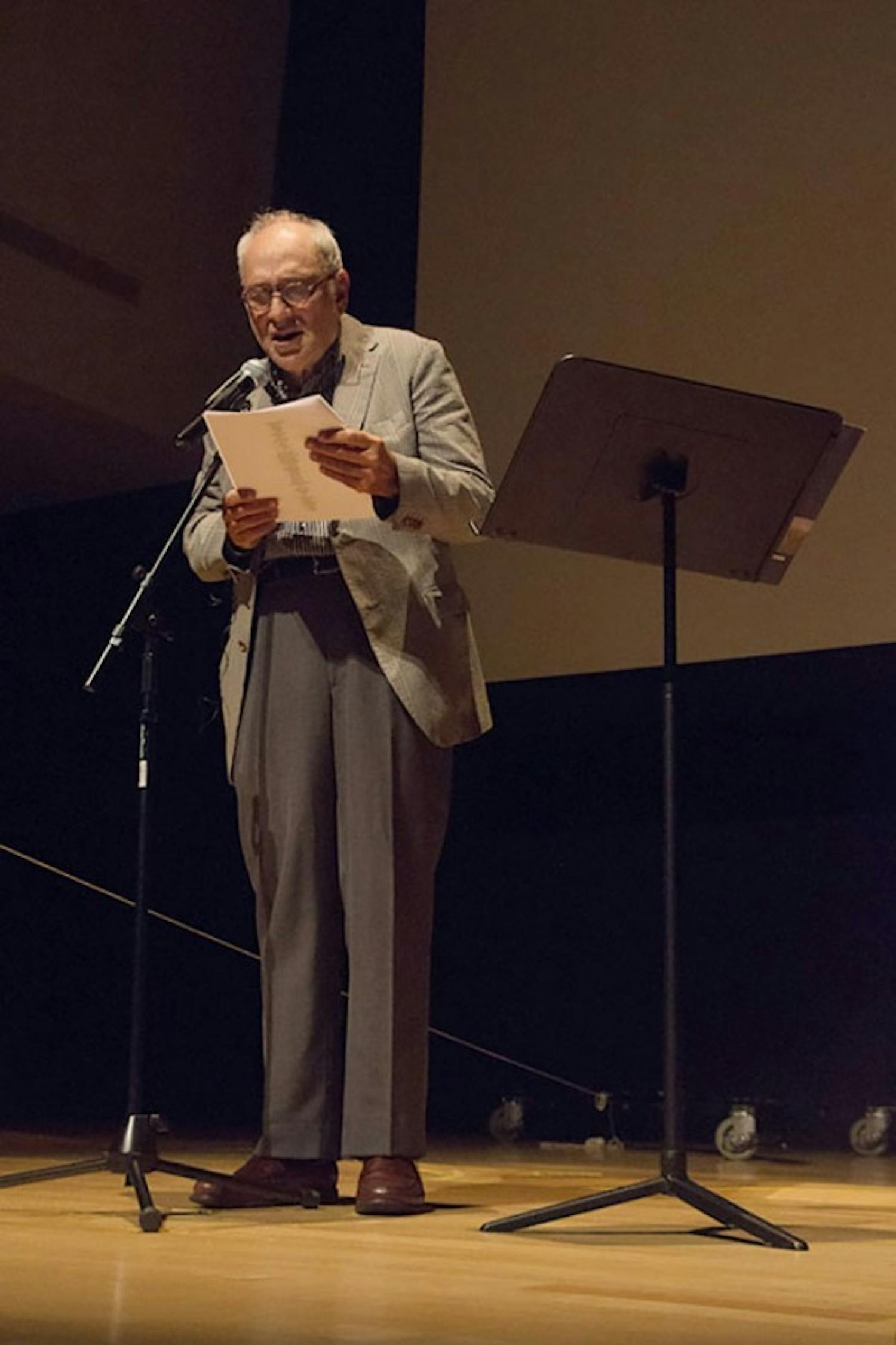 Charles Bernstein presented a lecture on Friday
as part of the 20th anniversary celebration
of the Electronic Poetry Center. Later that evening,
he also read some of his own work at the Burchfield
Penney Arts Center along with other EPC contributors.
Alex Niman, The Spectrum
