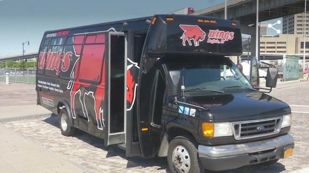 <p>Buffalo Wing Service's shuttle provides transportation for students looking to go downtown on the weekends.</p>