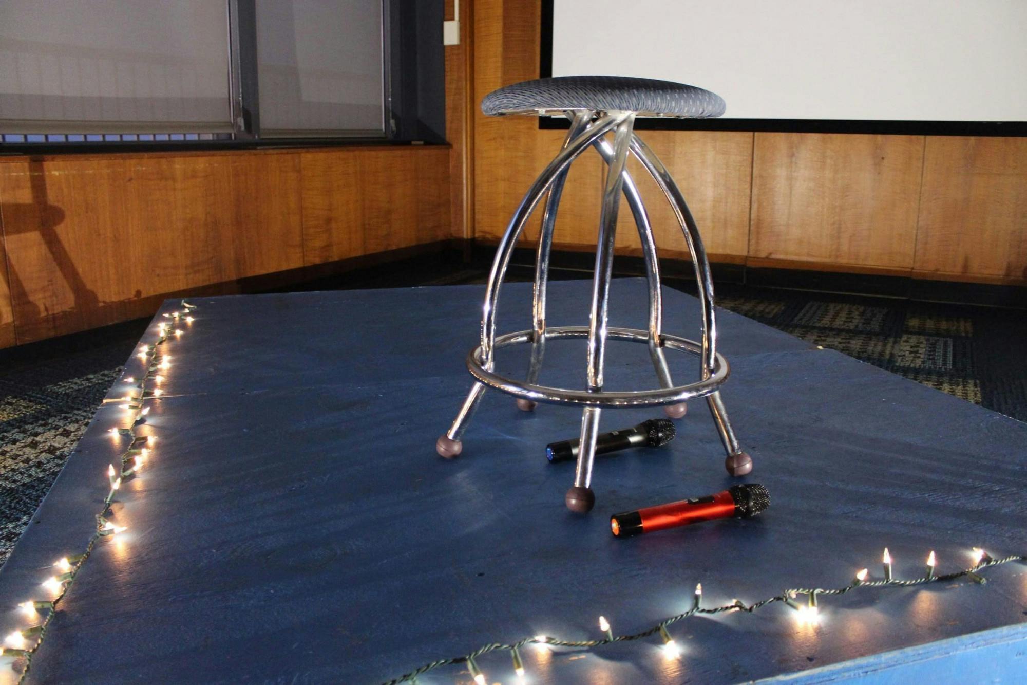 The stage where student performers read poetry and rapped.