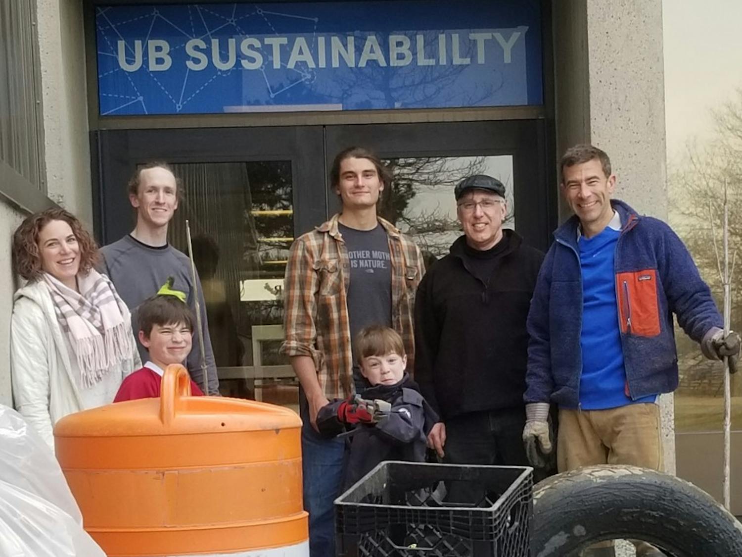 UB Sustainability organized a clean-up of Bizer Creek on Thursday, where volunteers cleaned roughly 500 pounds of garbage from the creek.