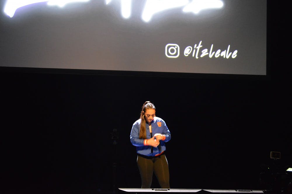 <p>Leale, a Buffalo-based rapper, performed a 15-minute set for a packed CFA Mainstage Theater.&nbsp;</p>