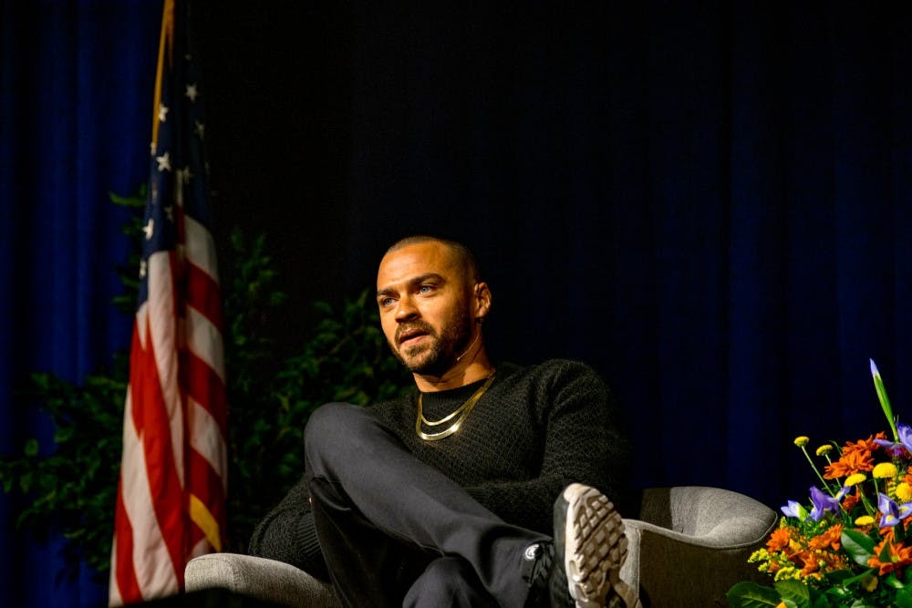 <p>Actor and activist Jesse Williams spoke in Alumni Arena Saturday night as part of the 31st annual UB Distinguished Speakers series. He discussed his "meandering" journey into television acting and his experiences with social justice activism.</p>