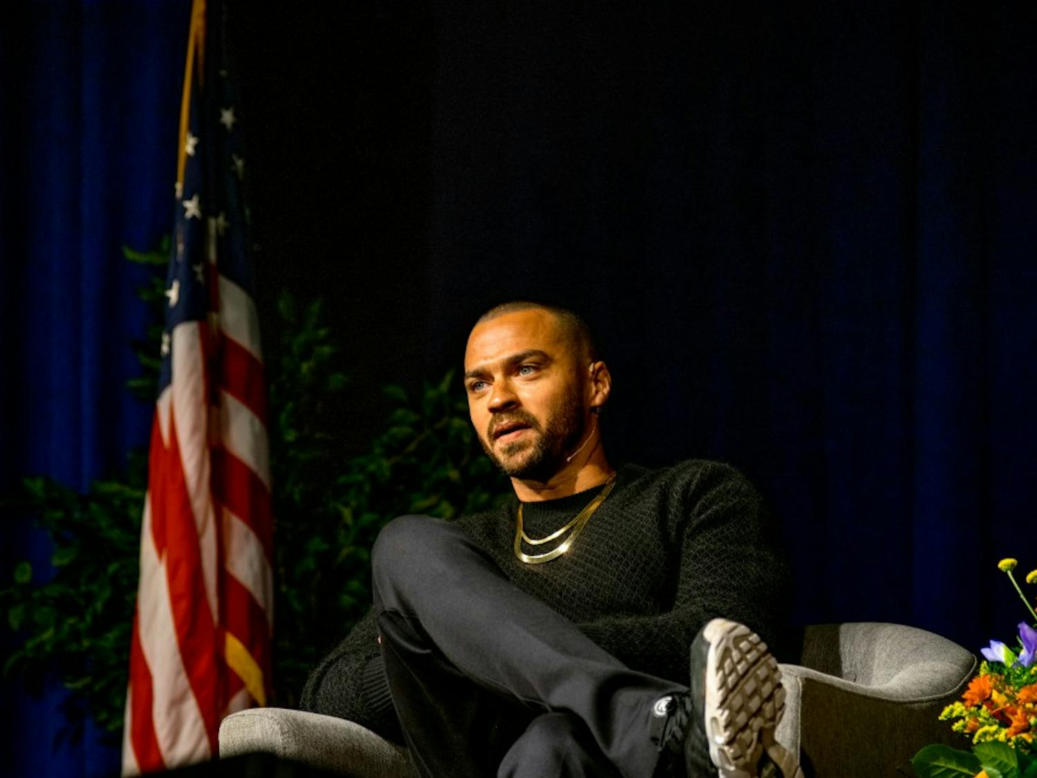Actor and activist Jesse Williams spoke in Alumni Arena Saturday night as part of the 31st annual UB Distinguished Speakers series. He discussed his "meandering" journey into television acting and his experiences with social justice activism.
