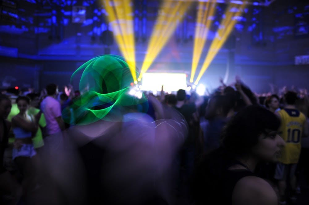 <p>Students packed into Alumni Arena Friday for the Student Association's first EDM fest, Electric Tundra.</p>