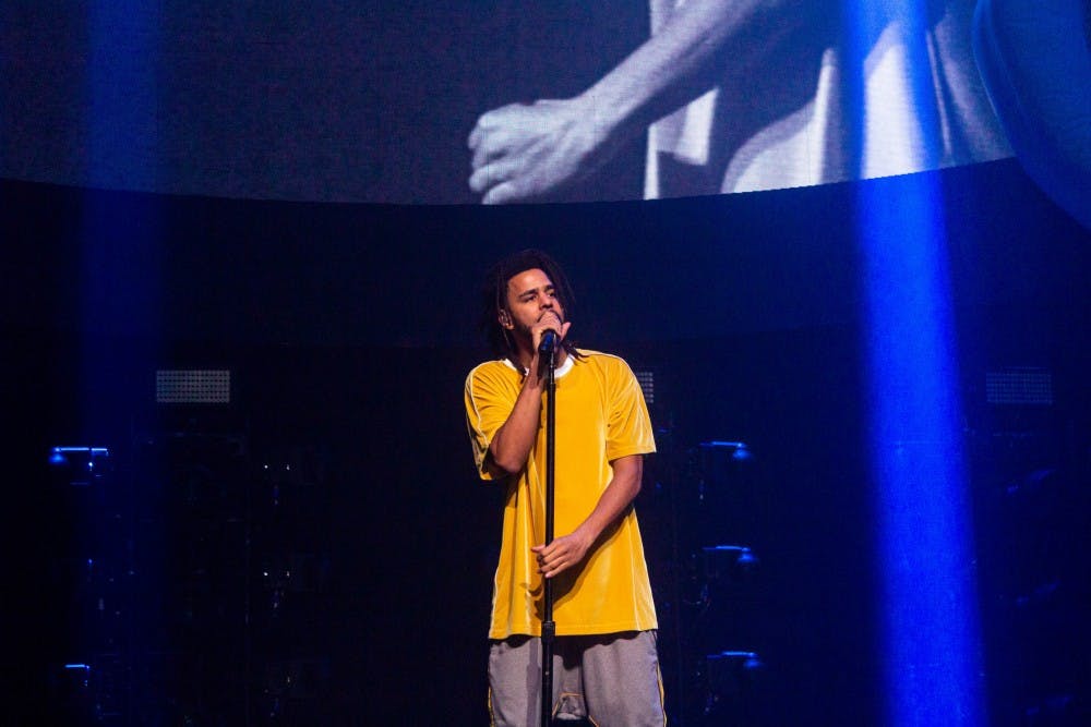 <p>J. Cole brought his “KOD” Tour to the KeyBank Center on Tuesday night, mixing old cuts with the majority of tracks from his latest album. Cole spoke often to the audience, giving context to songs and sharing personal anecdotes.</p>