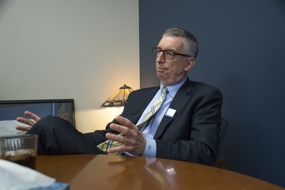 <p>Dr. Scott Weber sits in his Capen office. Weber sat down with <em>The Spectrum </em>to discuss his new role as vice president of Student Life.&nbsp;</p>