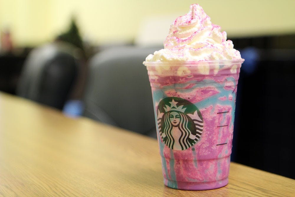 <p>For a limited time Starbucks’ Unicorn Frappuccino is available at participating stores. The drink changes color and goes from sweet to sour as you drink it.</p>