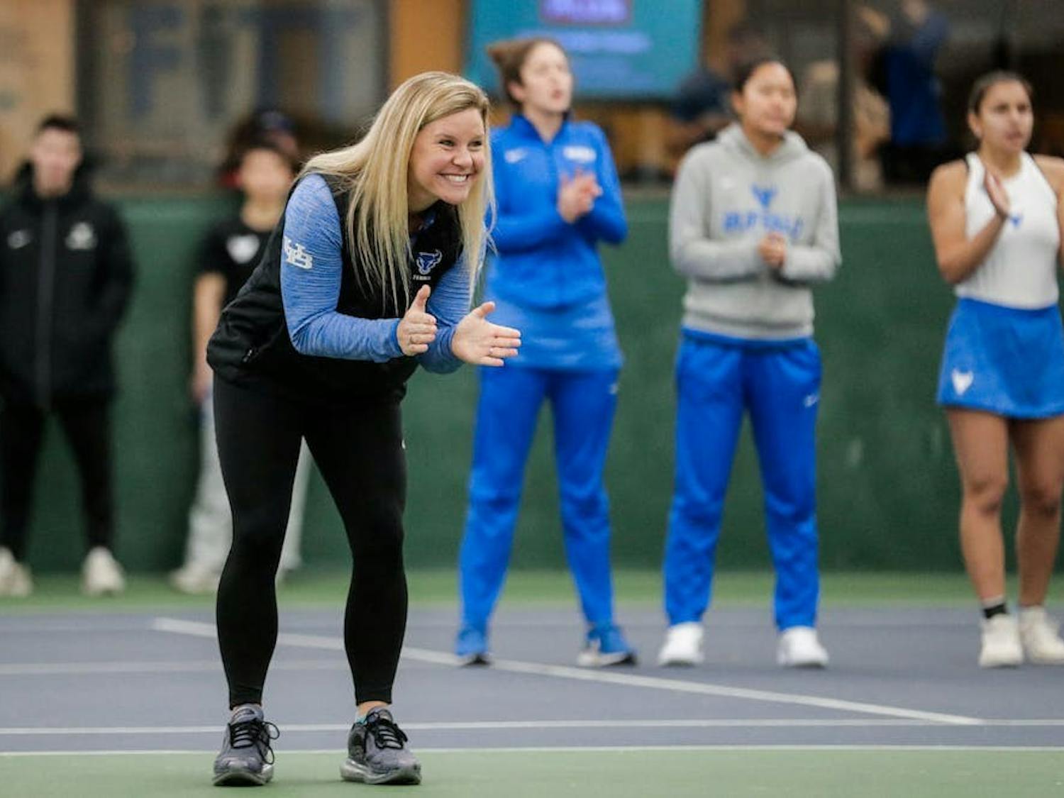 Women’s tennis head coach Kristen Maines became the winningest coach in program history.