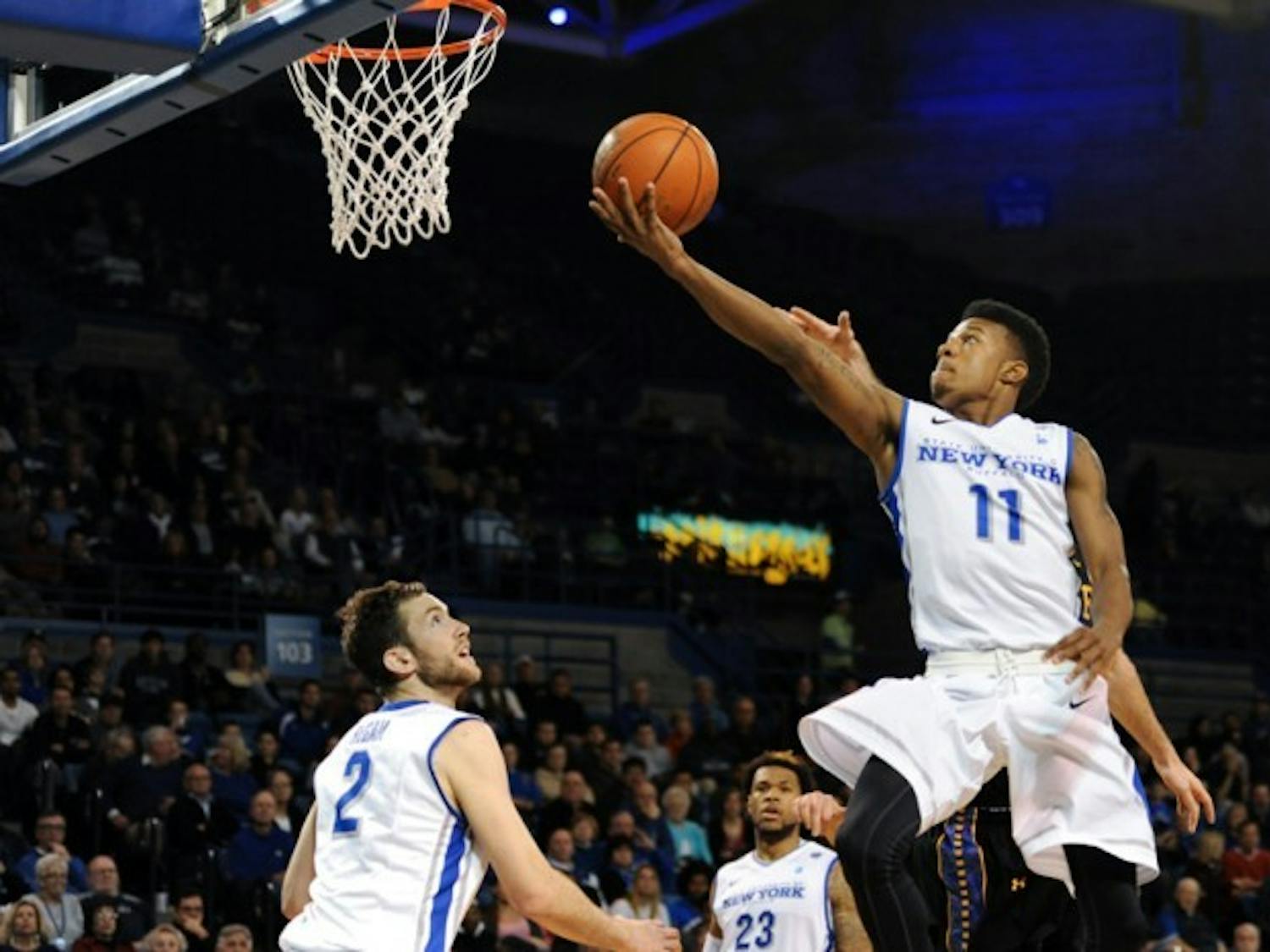 Shannon Evans goes up for a lay-up in the Bulls 72-63 loss to St. Bonaventure Wednesday. Yusong Shi, The Spectrum