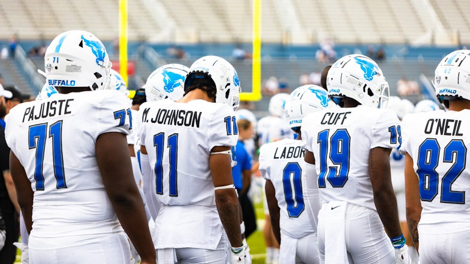 The Bulls line up to face Coastal Carolina on September 18 at UB Stadium.  UB beat Akron 45-10 on Saturday.