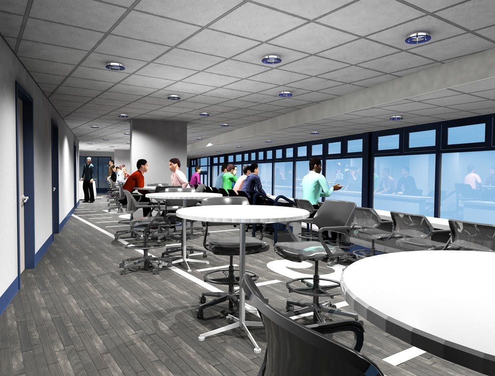 <p>An artist's rendering of the inside of the newly named Edmond J. Gicewicz Club in UB Stadium, that will include premium seating, food and beverage access and televisions throughout the venue.</p>