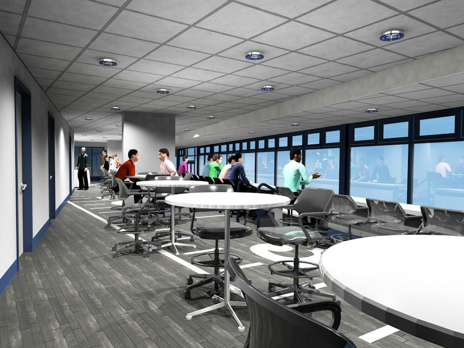 An artist's rendering of the inside of the newly named Edmond J. Gicewicz Club in UB Stadium, that will include premium seating, food and beverage access and televisions throughout the venue.