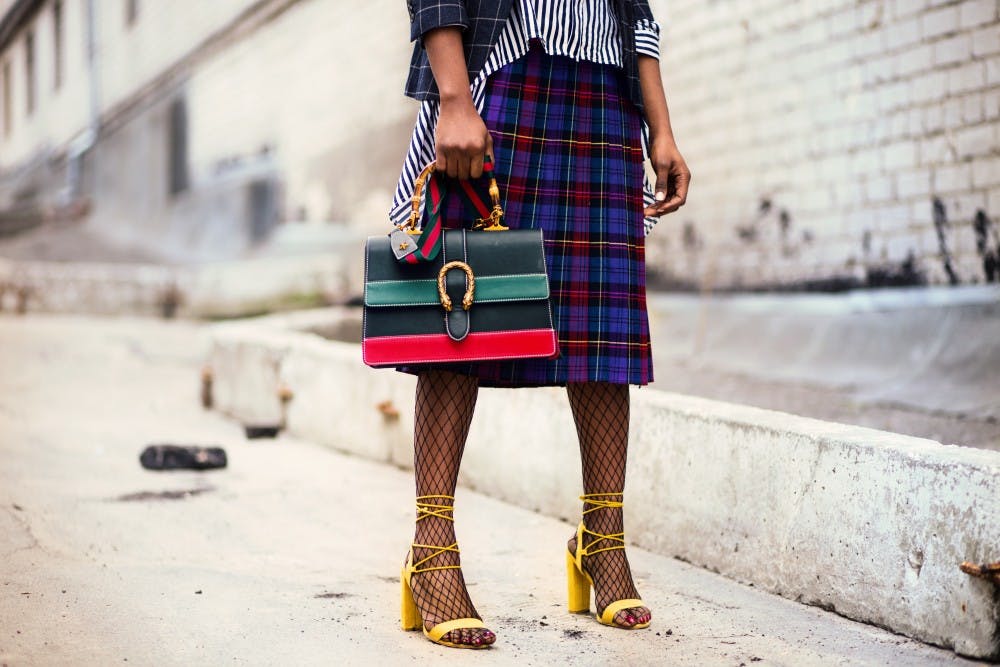 <p>Colorful plaid prints and tights are two of many upcoming fall trends you will see hit the halls of UB this semester.</p>