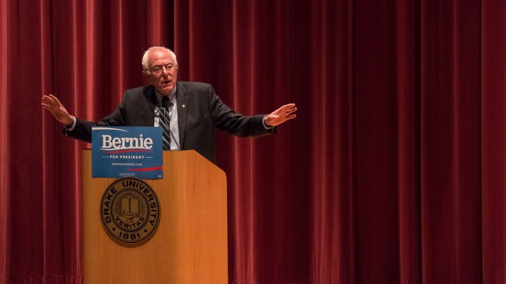 Vermont Senator Bernie Sanders is running for president as a Democratic candidate for the 2016 election.  This summer he is giving speeches in places like Drake University in Des Moines.  Next February, Iowans will caucus for presidential candidates before any other state in the country holds a primary. 6/12/2015 Photo by John Pemble