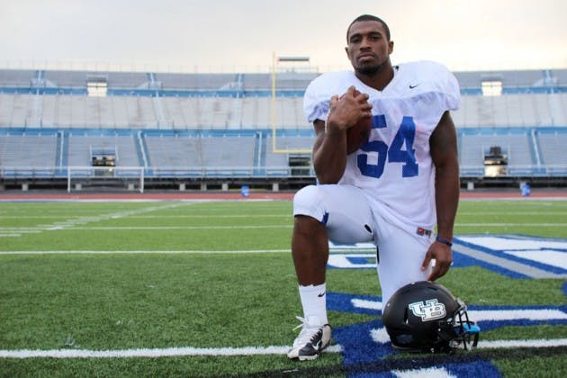 Junior running back Anthone Taylor recorded 222 yards against Miami Ohio this weekend. Taylor wears No. 54 at practice to honor his former high school teammate who passed away in August.
Andy Koniuch, The Spectrum