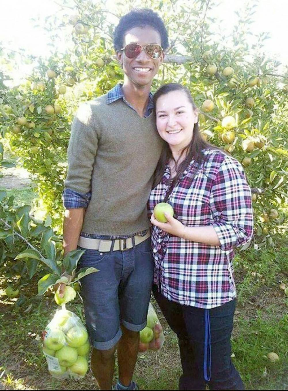 Elizabeth Chestnut, a senior French and Spanish major, and Stephen Wah, a recently graduated Interdisciplinary Degree Programs Social Sciences major, met and bonded during French class. Last fall, they went apple picking at Becker Farms.&nbsp;Courtesy of Elizabeth Chestnut&nbsp;
