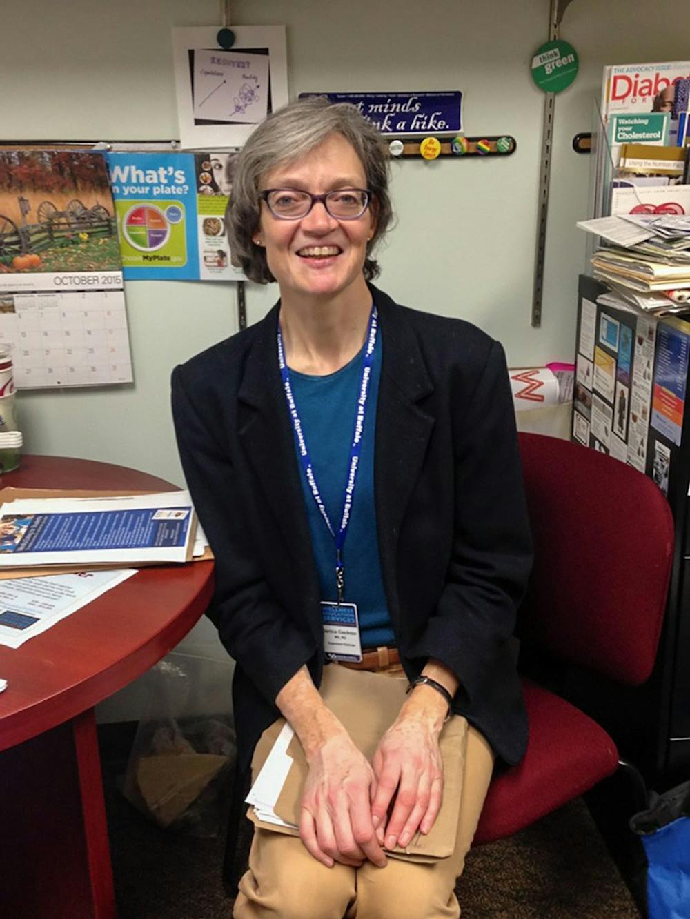 <p>Janice Cochran, dietitian and coordinator of nutrition and physical activity at Wellness Education Services, stresses the importance of modeling a healthy lifestyle through food and stress release.</p>