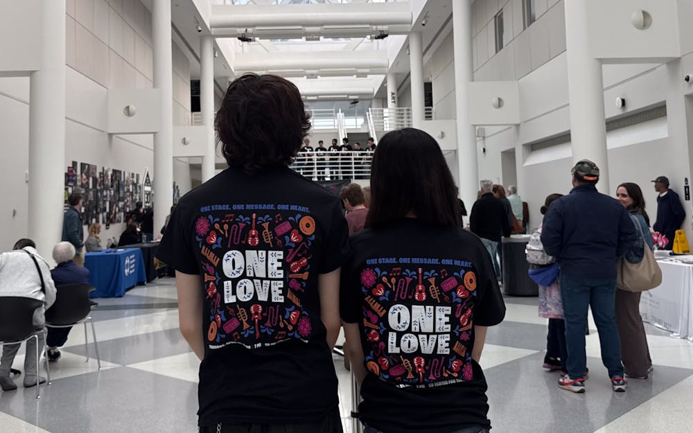 Students wearing BAND against bullying merchandise in CFA