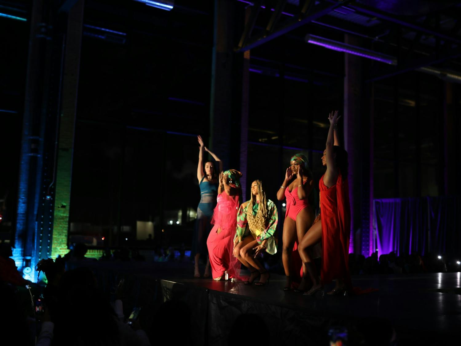 Five models outfits designed by Black creators at BSU's 54th Black Explosion. 