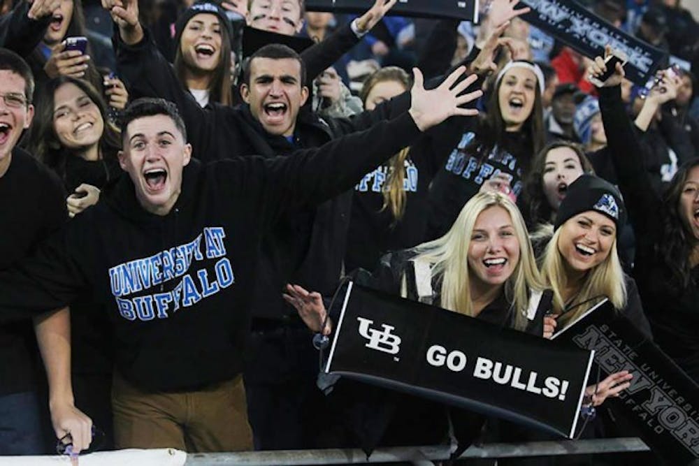 In UB Stadium&rsquo;s first ever home game televised on ESPN&#39;s flagship channel, Bulls fans &ldquo;blacked out&rdquo; the stadium, showing support for Buffalo&rsquo;s new black helmet that was unveiled Friday.
Cletus Emokpae, The Spectrum