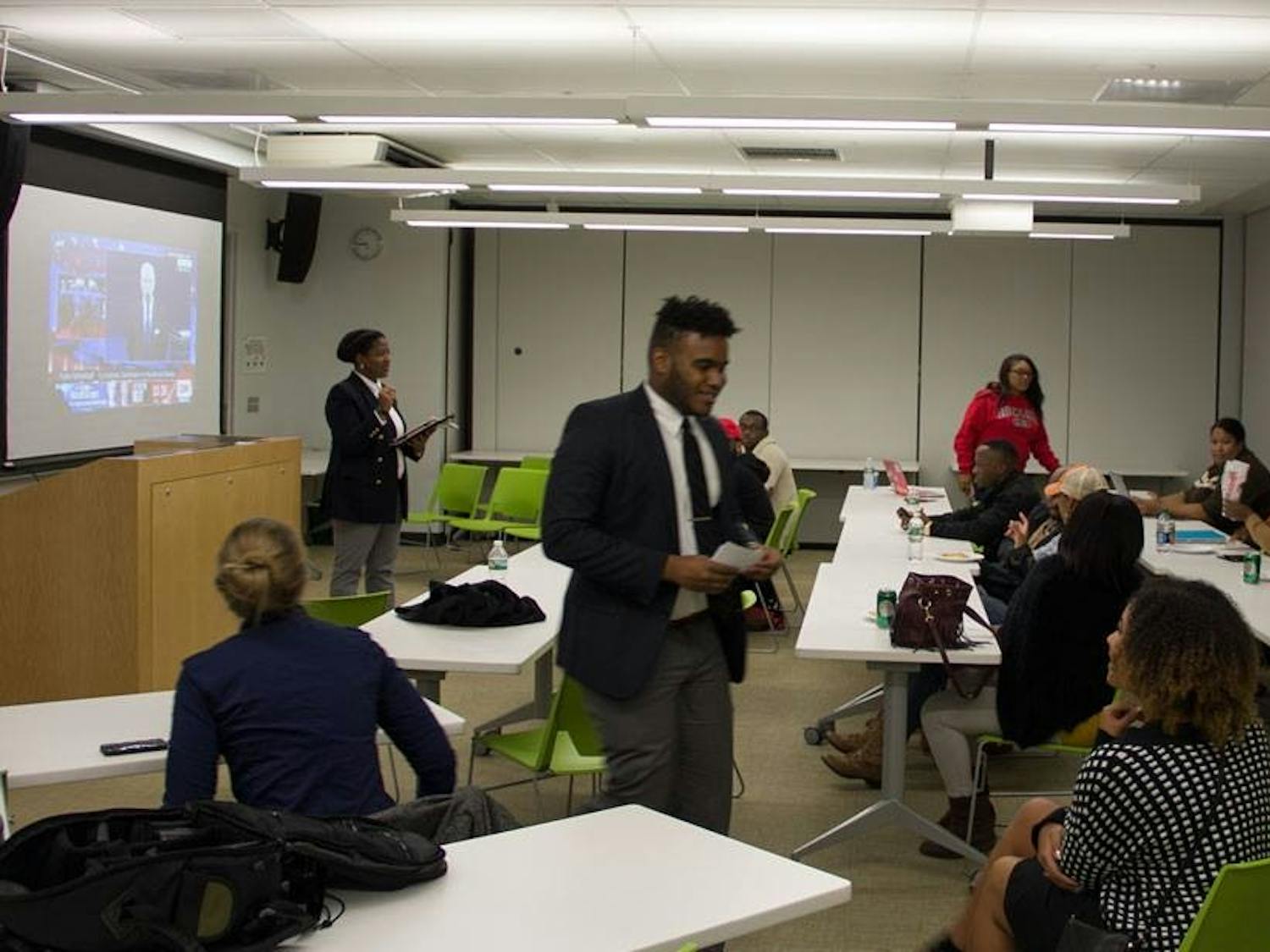 Deidree Golbourne and Kenny Berrouet facilitated the Buffalo Urban League watch party for the presidential debate Sunday night. 