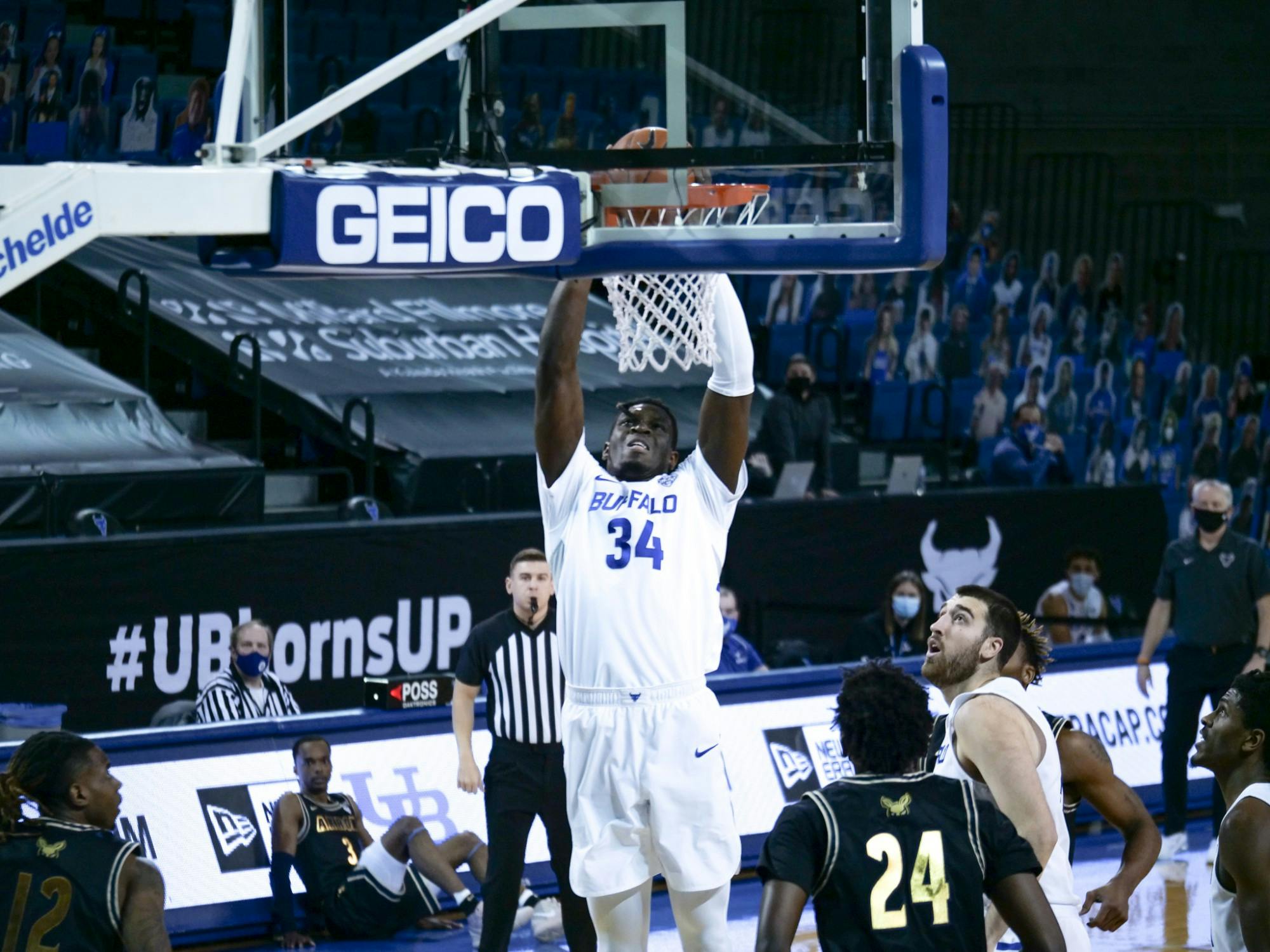 Josh Mballa (34) has declared for the 2021 NBA Draft, the big man announced in an Instagram post Wednesday afternoon.
