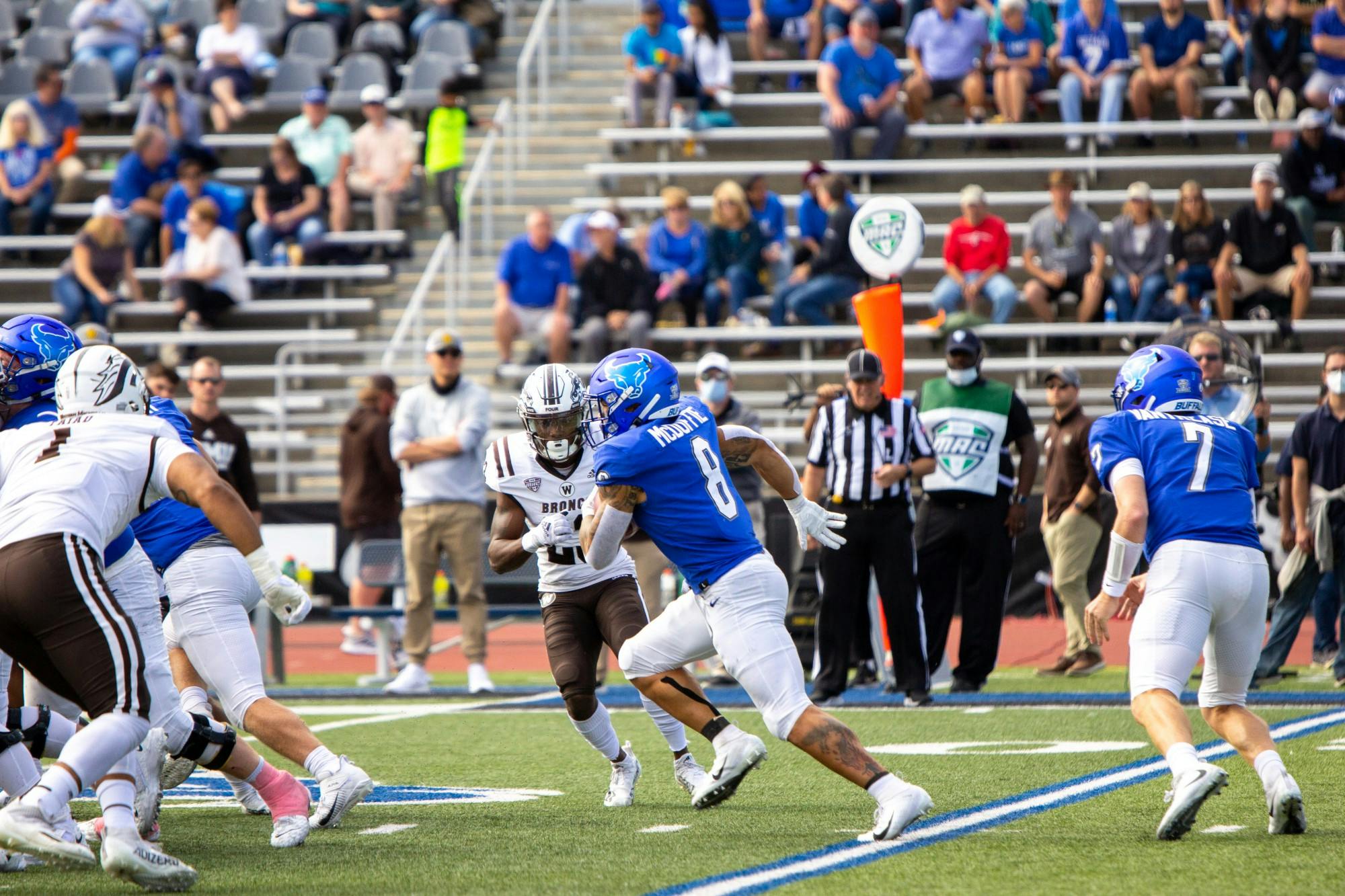 Junior running back Dylan McDuffie (8) has reentered the transfer portal.