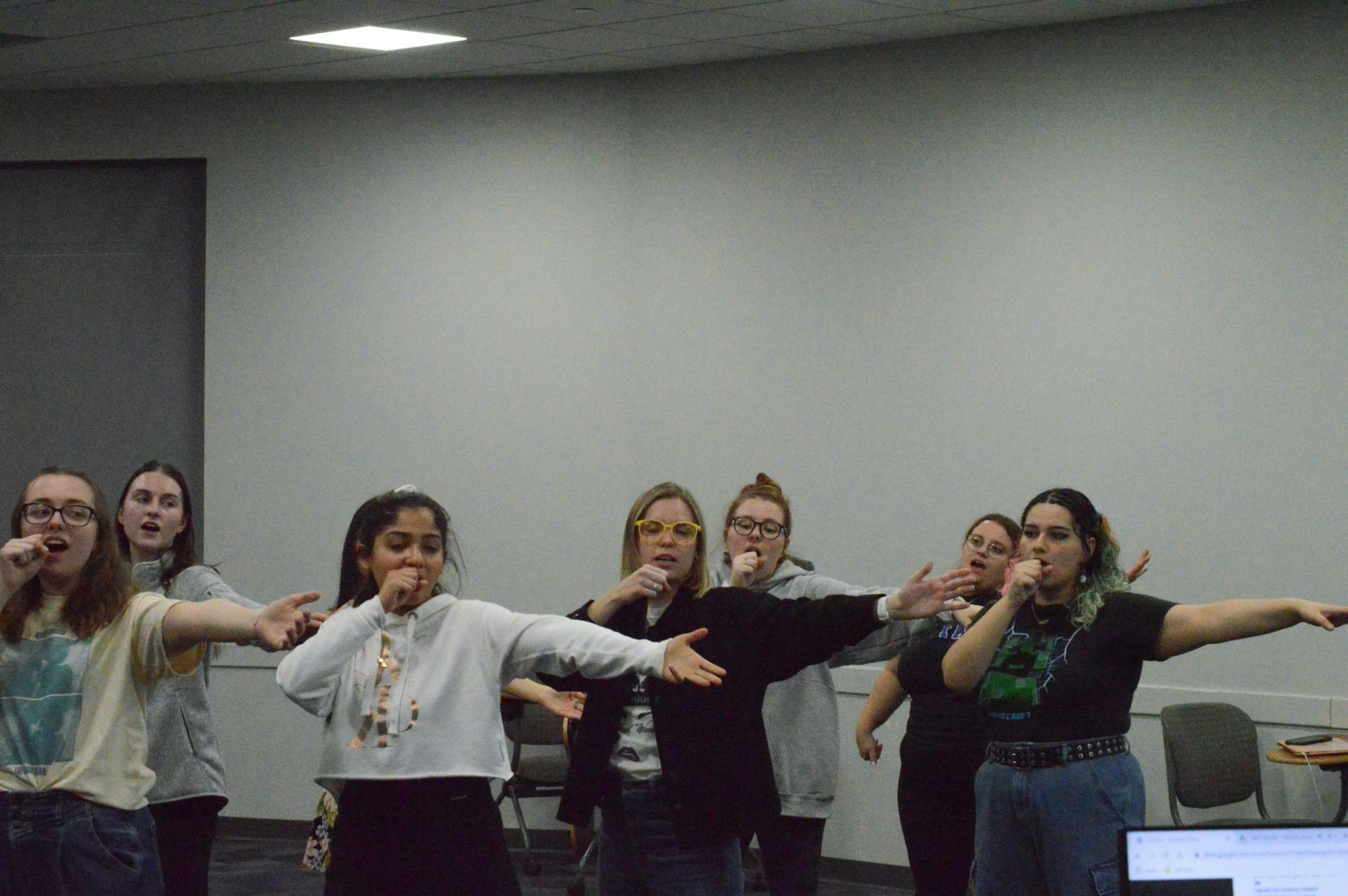 Royal Pitches members attend a rehearsal last week.&nbsp;