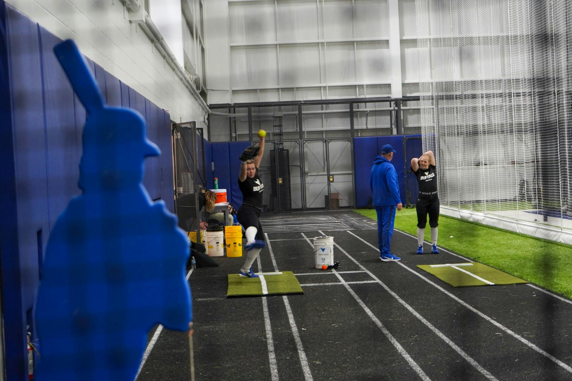 Junior pitcher Alexis Lucyshyn winds up during practice. The Calgary native struck out five hitters against Marist in the first game of the Lions Classic.