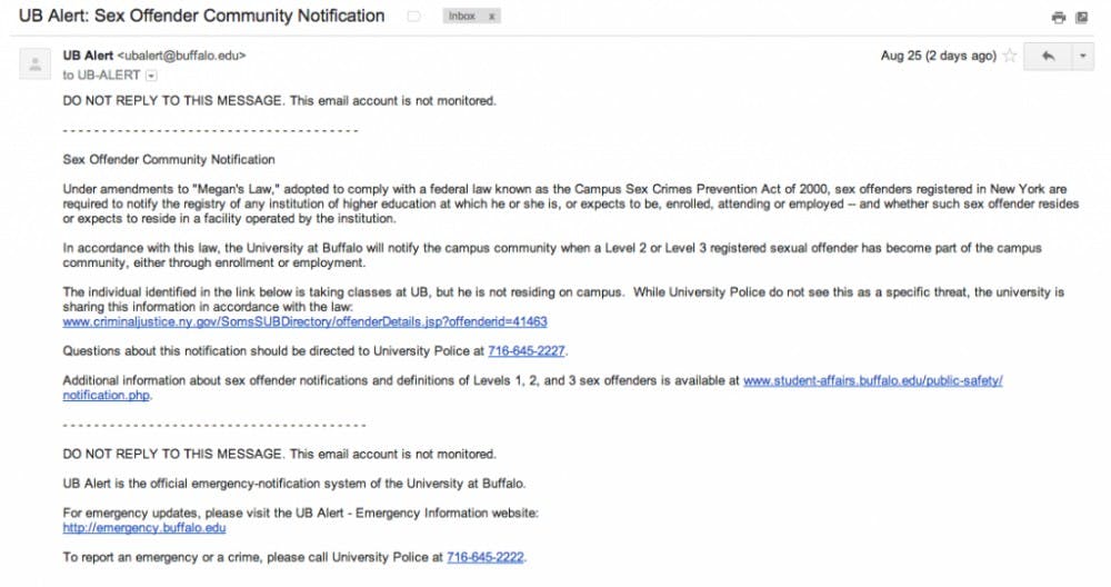 The email as it appeared to UB students, faculty and staff.&nbsp;
