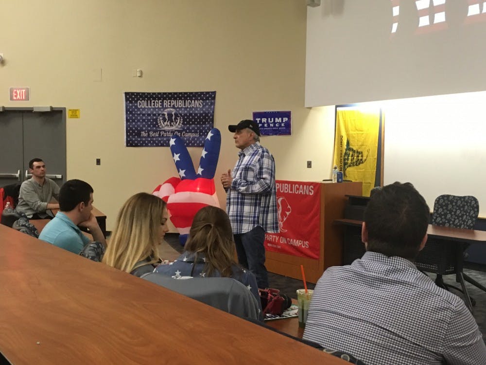 <p>Carl Paladino&nbsp;addressed 60 students in 106 Knox Hall on Monday night. Paladino talked about his&nbsp;relationship to President Trump, sanctuary campuses and liberal bias.</p>