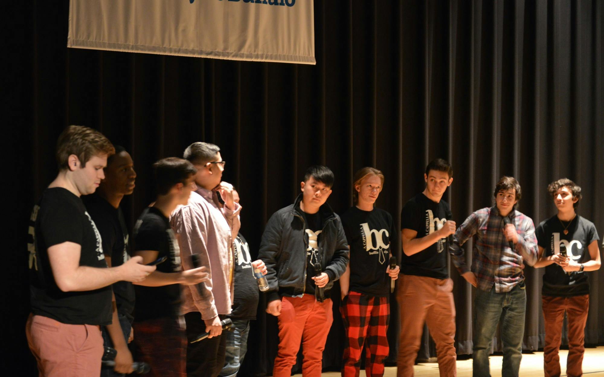 The Buffalo Chips singing at their sound check before their 28th anniversary concert. 