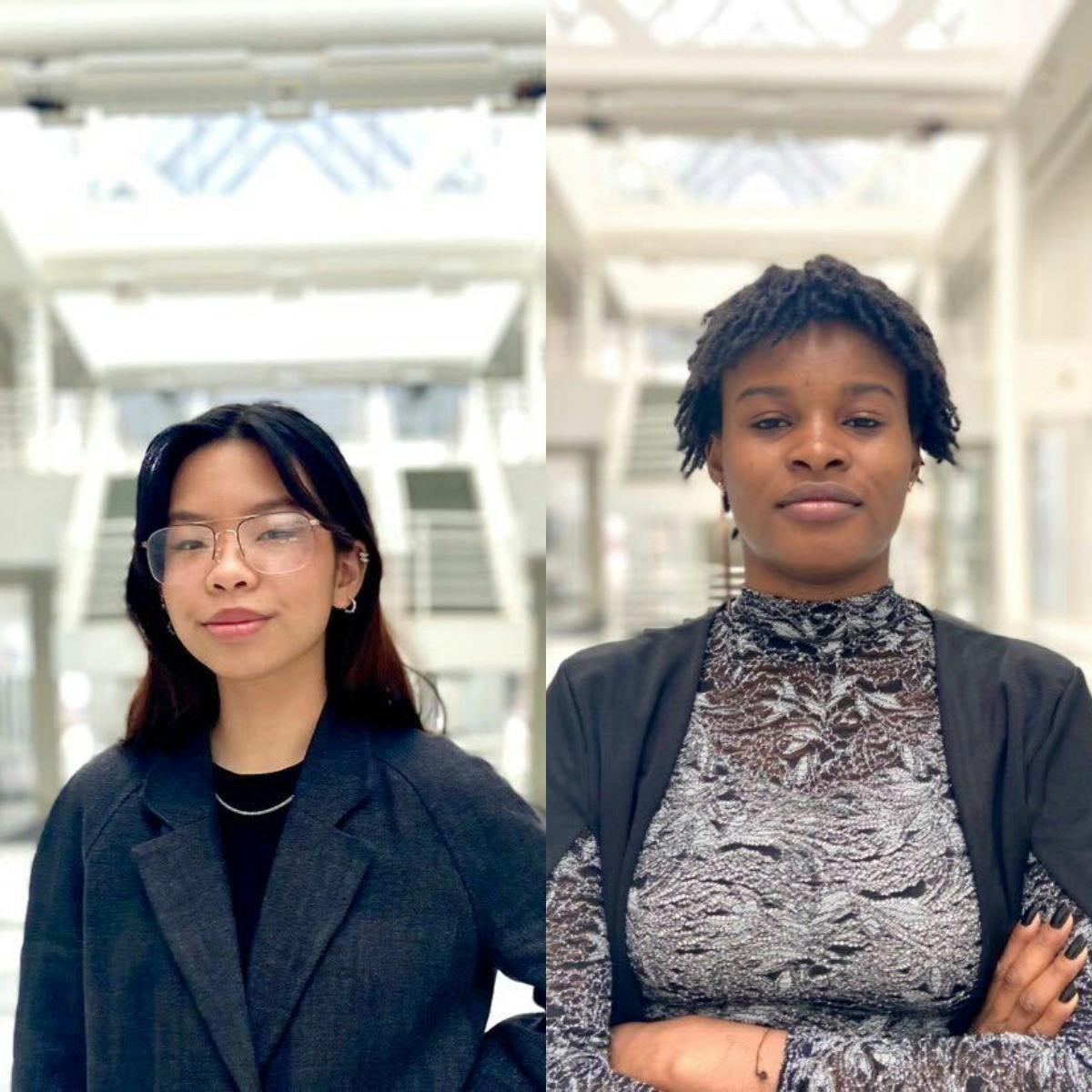 Becky Paul-Odionhin (right) and Sammi Pang (left) won re-election for SA president and vice president Friday.