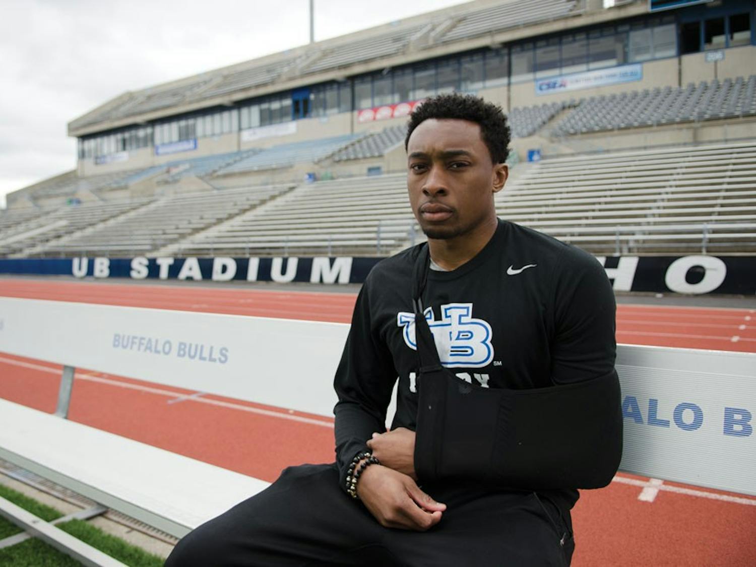 Junior Ike Onwukanjo looks on at UB Stadium. Onwukanjo will play with the Nigerian Rugby Football Federation next spring and summer as it tries to qualify for the 2016 Summer Olympics in Brazil.