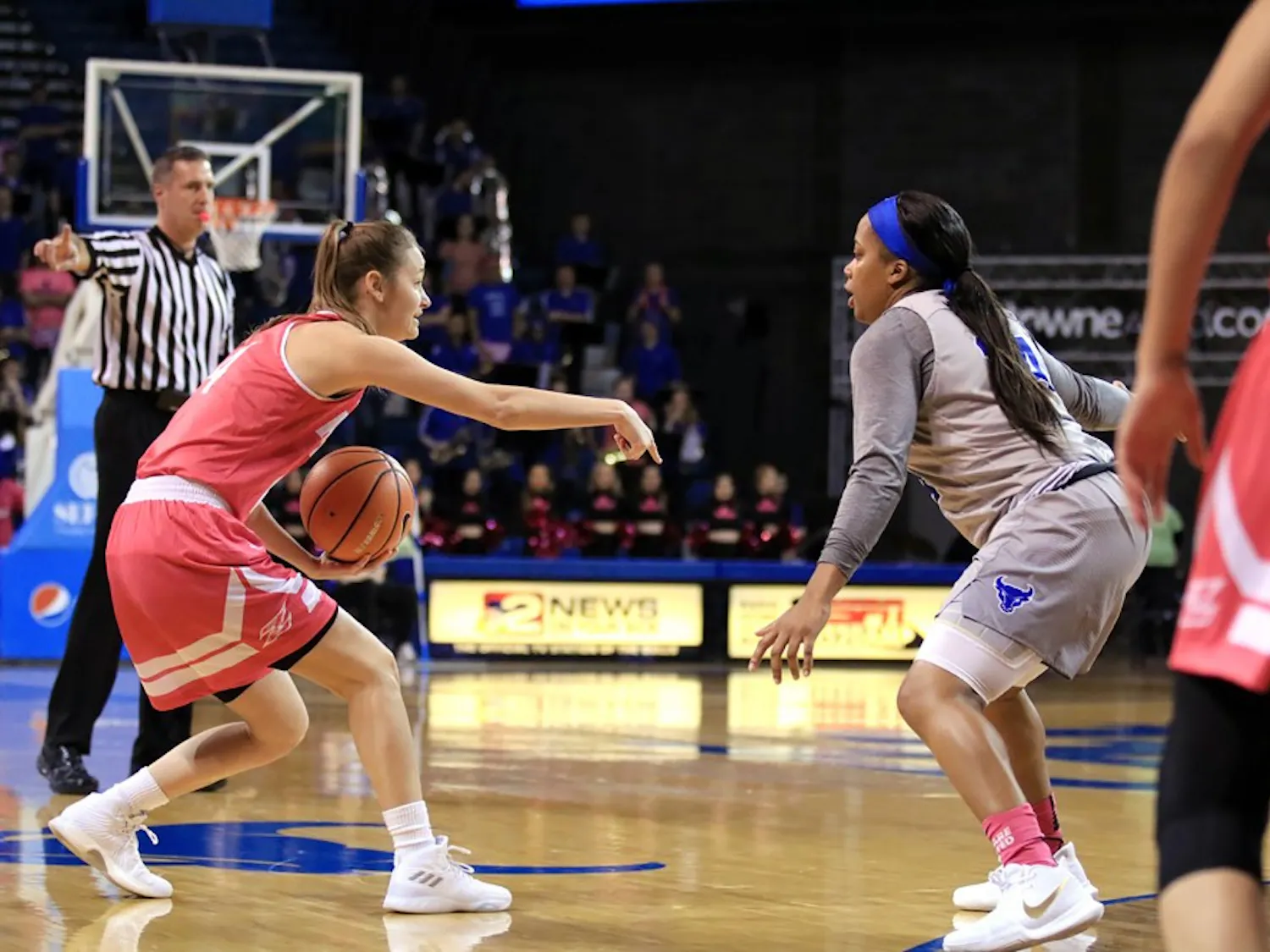 Junior guard Cierra Dillard defends against a shooter. Dillard had 10 points and 7 assist against Bowling Green Wednesday. 