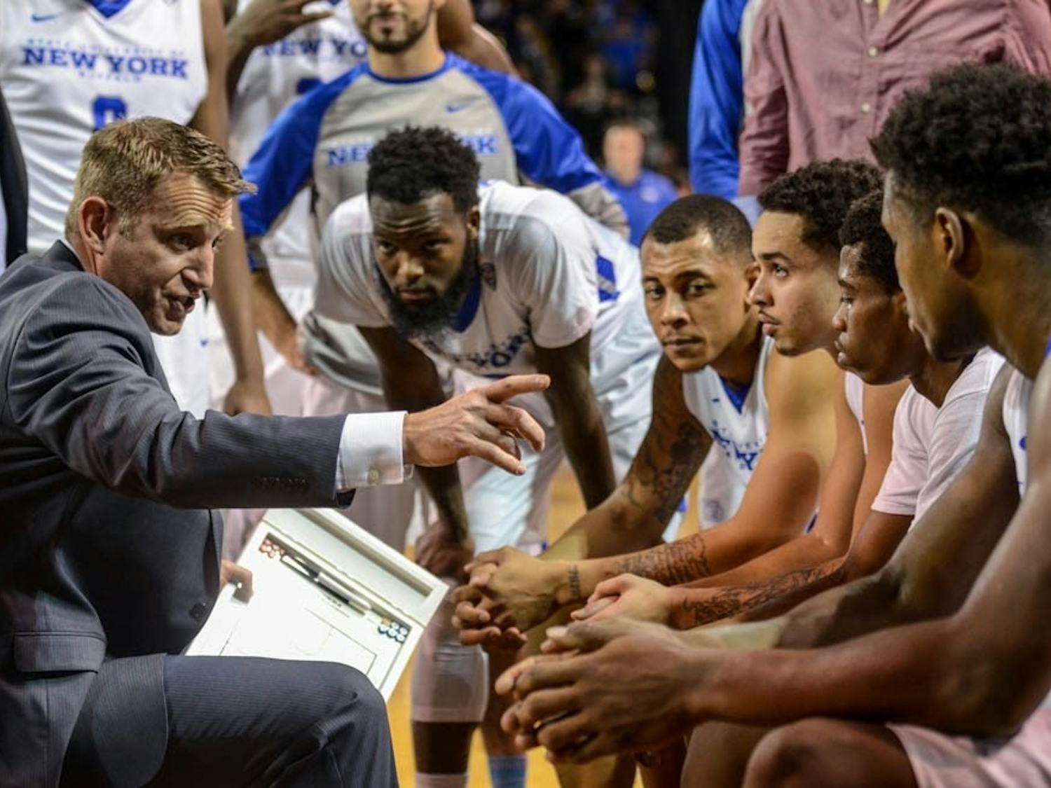 Head coach Nate Oats coaches during Buffalo's 76-64 victory over Ball State in Alumni Arena on Jan. 26. 