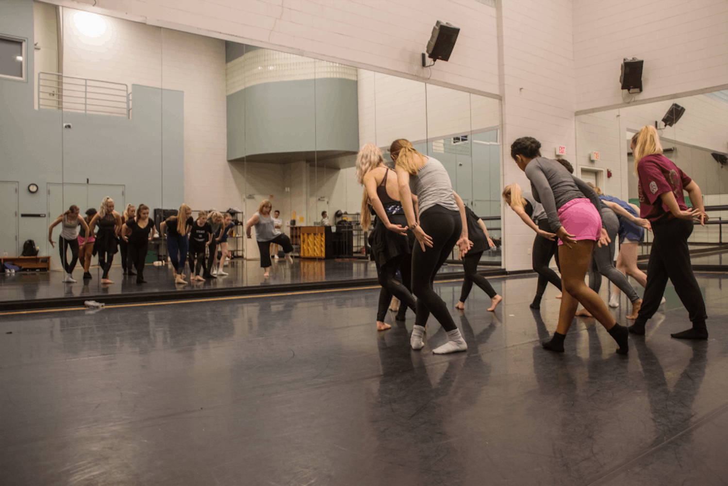 Zodiaque dancers get in  formation for the jazz piece “On the Grid.” The piece will debut at the company’s 44th season on Oct. 18.