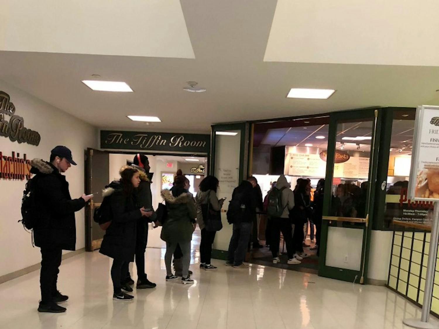 Students are found waiting in line from a half hour to an hour for Pistachio’s pasta, as the line usually stretches beyond the Pistachio’s doors at lunchtime.