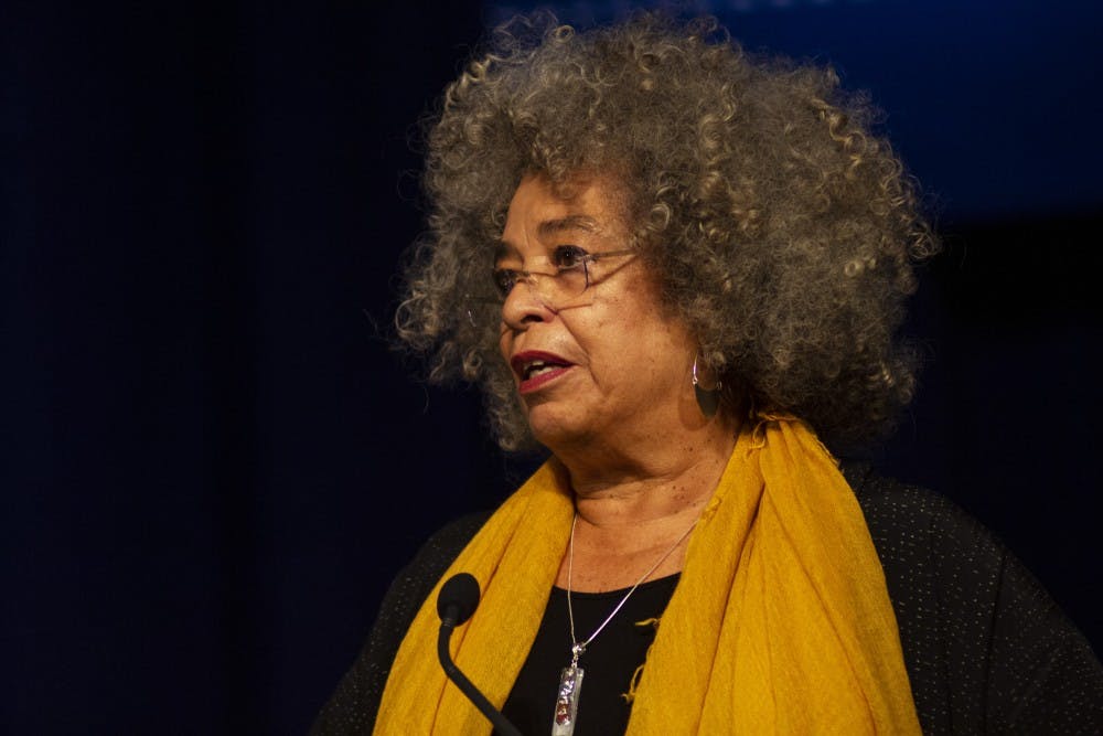 <p>&nbsp;Angela Davis, the keynote speaker for the 43rd annual Martin Luther King Jr. Commemoration.&nbsp;</p>