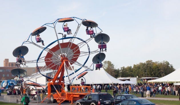 Excitement flew high as students and their families tried their hand at games of chance, ate classic carnival food and experienced G-forces on free rides at the Student Association Carnival this weekend.&nbsp;Derek Drocy, The Spectrum