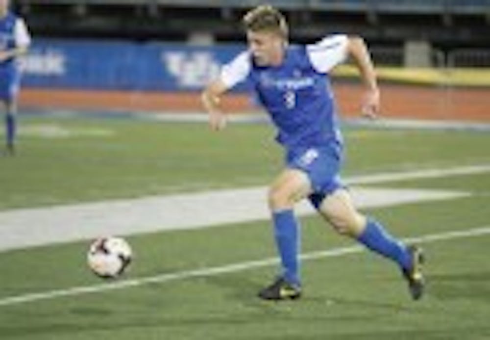 Sophomore midfielder Nicolai Berry and the men&rsquo;s soccer team dropped their first two games of this season this weekend. Chad Cooper, The Spectrum&nbsp;