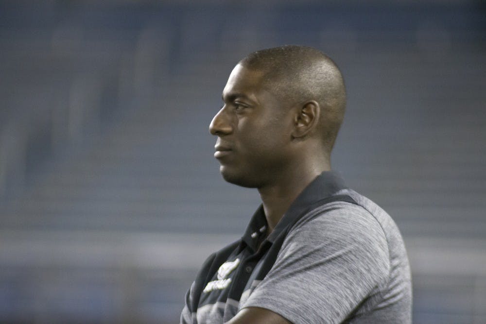 <p>UB Athletic Director Allen Greene on the sidelines of last Saturday's football game against FAU.&nbsp;</p>