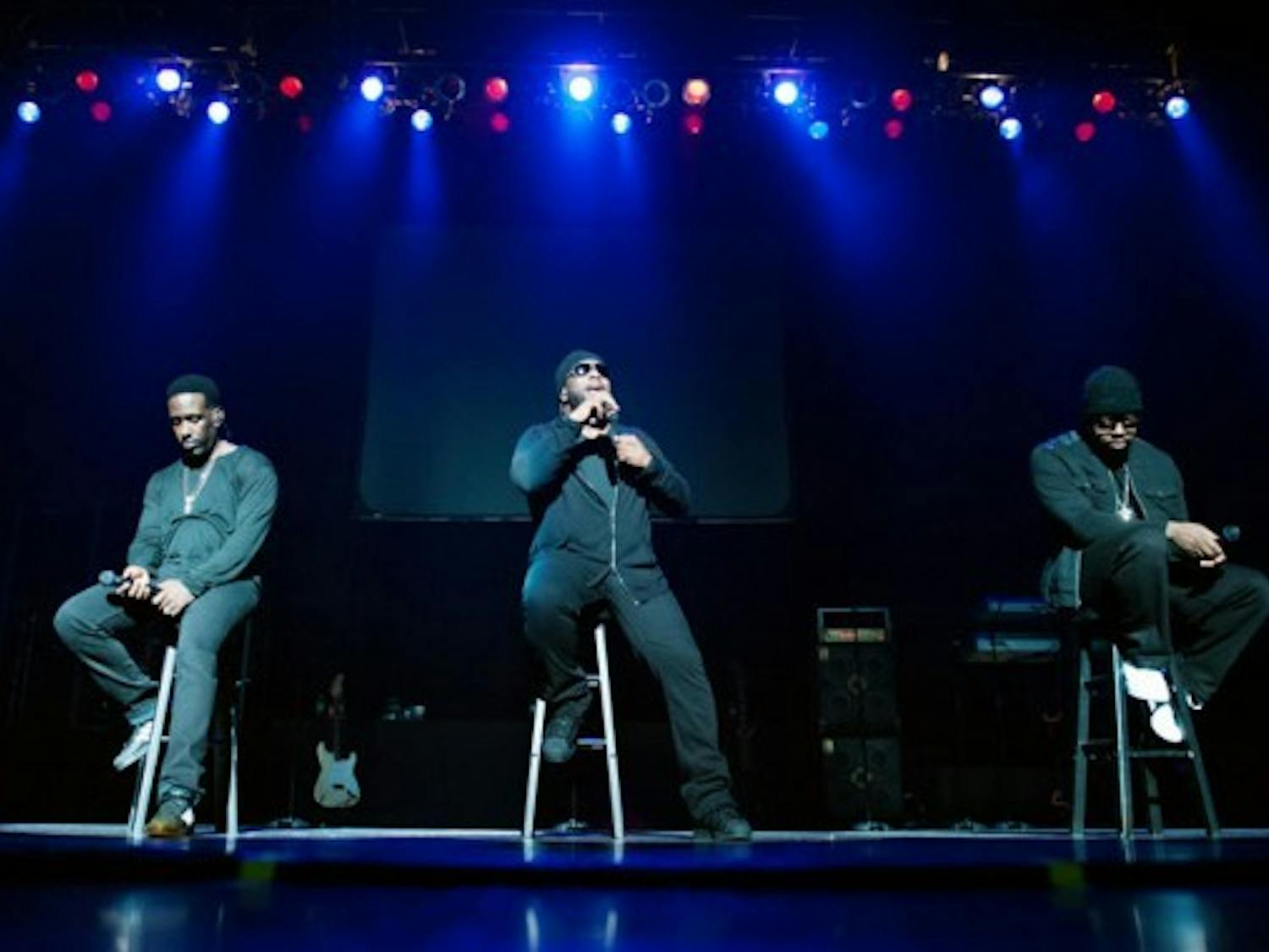 On Saturday, Boyz II Men members Shawn Stockman (left), Wanya Morris (center) and Nathan Morris (right) performed a holiday charity concert at UB’s Center for the Arts. The concert benefited the Ronald McDonald House in Buffalo and raised $40,000 in donations. Yusong Shi, The Spectrum